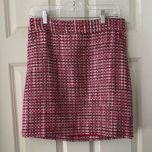 Women’s White House Black Market Pink Tweed skirt Preppy Lined pockets size 0